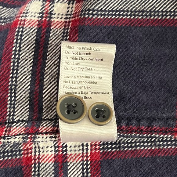 Jachs Flannel Button Up Shirt Size L Pockets Casual Heavy Plaid Blue Red Outdoor - Picture 8 of 11